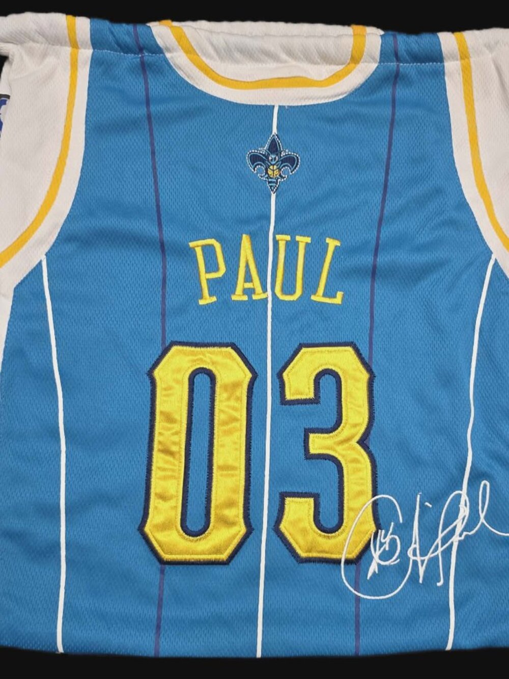 Chris Paul New Orleans Hornets Jersey Style Drawstring Bag NBA Backpack Blue Yel